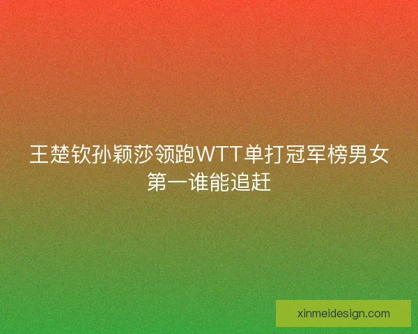 王楚钦孙颖莎领跑WTT单打冠军榜男女第一谁能追赶